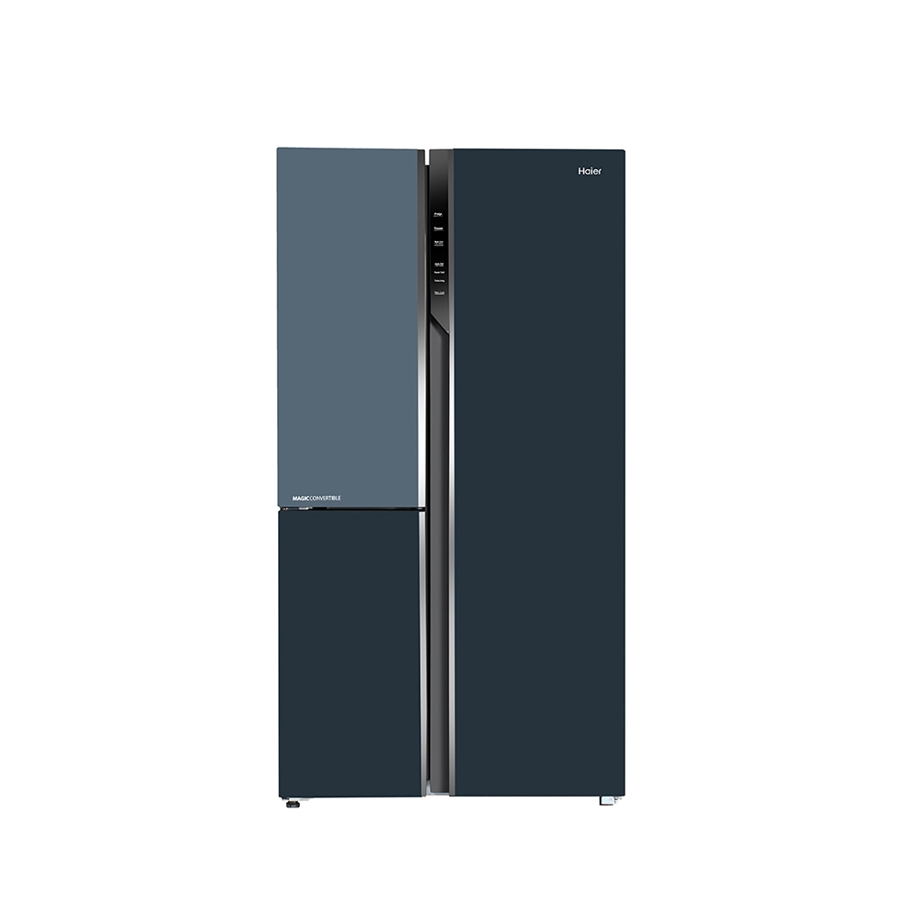 Haier Vogue Series 598L , Grey Onlyx Glass Finish 3 Door Convertible Side By Side Refrigerator HRT-683GOG